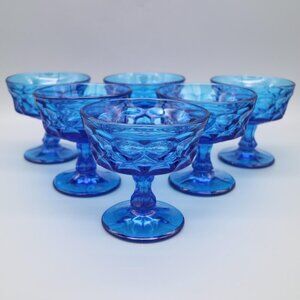 Vintage Noritake Perspective Cobalt Blue Aqua Sherbet Dessert Glasses | Set of 8